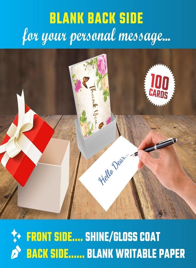 Zeetab Glossy Thank You Cards | Thanks Greeting Card for Customer Order, Return Gifts & Packaging Material | Front Gloss Laminated & Back Writable Blank White - ART3 (100) - Image 4